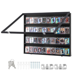 36 Graded Sports Card Display Case, 775 x 617 x 55 mm, Baseball Card Display Frame with 98% UV Protection Clear View PC Glass, Lockable Wall Cabinet for Football Basketball Hockey Trading Card