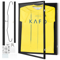 Jersey Display Frame Case, 590 x 790 x 40 mm, Large Lockable Sport Jersey Shadow Box with 98% UV Protection PC Glass and Hangers, for Baseball Basketball Football Hockey Shirt and Uniform