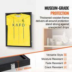 2PCs Jersey Display Frame Case, 590 x 790 x 40 mm, Large Lockable Sport Jersey Shadow Box with 98% UV Protection PC Glass and Hangers, for Baseball Basketball Football Hockey Shirt and Uniform