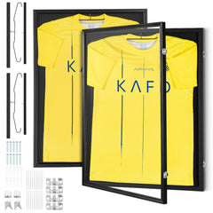 2PCs Jersey Display Frame Case, 590 x 790 x 40 mm, Large Lockable Sport Jersey Shadow Box with 98% UV Protection PC Glass and Hangers, for Baseball Basketball Football Hockey Shirt and Uniform
