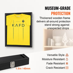 2PCs Jersey Display Frame Case, 590 x 790 x 40 mm, Large Lockable Sport Jersey Shadow Box with 98% UV Protection PC Glass and Hangers, for Baseball Basketball Football Hockey Shirt and Uniform