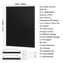 2PCs Jersey Display Frame Case, 590 x 790 x 40 mm, Large Lockable Sport Jersey Shadow Box with 98% UV Protection PC Glass and Hangers, for Baseball Basketball Football Hockey Shirt and Uniform
