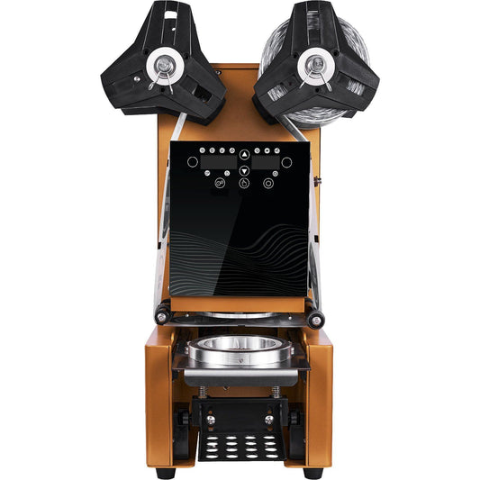 Fully Automatic Cup Sealing Machine, 500-650 Cups/H, Cup Sealer Machine for 190 mm Tall & 90/95 mm Cup, Electric Boba Tea Sealer with Digital Control LCD Panel for Bubble Milk Tea Coffee, Gold