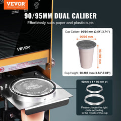 Fully Automatic Cup Sealing Machine, 500-650 Cups/H, Cup Sealer Machine for 180 mm Tall & 90/95 mm Cup, Electric Boba Tea Sealer with Digital Control LCD Panel for Bubble Milk Tea Coffee, Gold