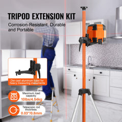 Laser Level Tripod, 1/4"-20 & 5/8"-11 Thread Mount, 40.94-133.85 inch Height Adjustment with Level Bubble & Heavy-duty Stand, Extendable Pole Lightweight Aluminum Tripod for Laser Scanner