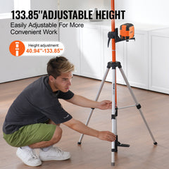 Laser Level Tripod, 1/4"-20 & 5/8"-11 Thread Mount, 40.94-133.85 inch Height Adjustment with Level Bubble & Heavy-duty Stand, Extendable Pole Lightweight Aluminum Tripod for Laser Scanner