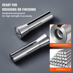 13 pcs Precision R8 Collet Set, 1/8'' - 7/8'', 45# Mill Collet Chuck 0.0012"/30μm TIR with 13 Labeled Storage Boxes, for Milling Machine Drill Presses Boring Machine Machining Center