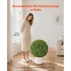 Artificial Topiary Ball, 584mm Faux Boxwood Plant Balls, Fake Silk Tree Look Real, Easy Assembly for Decor Front Porch Outdoor Patio Garden Balcony Backyard and Indoor Home Wedding, Green