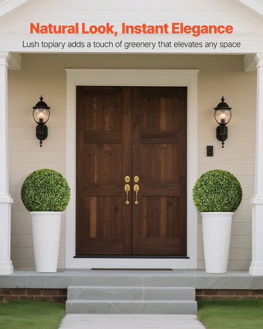 Artificial Topiary Ball, 584mm Faux Boxwood Plant Balls, Fake Silk Tree Look Real, Easy Assembly for Decor Front Porch Outdoor Patio Garden Balcony Backyard and Indoor Home Wedding, Green