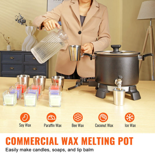 Wax Melter for Candle Making, 5 Liter Large Electric Wax Melting Pot Easy Pour Spout, 4-level Temperature Control, Easy Clean for Candle Soap Cream Beauty Bulk Production Business or Home