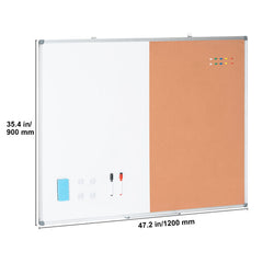 48"x 36" Whiteboard & Cork Board Combo with Aluminum Frame – 2-in-1 Magnetic Dry Erase Bulletin Board for Wall Mount – Ideal for School, Home, Office