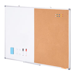 48"x 36" Whiteboard & Cork Board Combo with Aluminum Frame – 2-in-1 Magnetic Dry Erase Bulletin Board for Wall Mount – Ideal for School, Home, Office