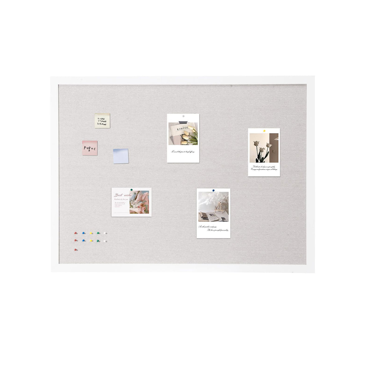 48"x36" White Cork Board with Linen Surface – Stylish Wall-Mounted Bulletin Board for Home, School, Office – Elegant & Functional Noticeboard