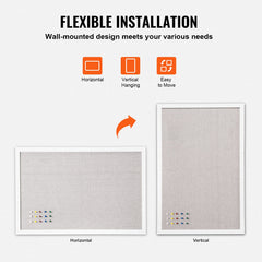 48"x36" White Cork Board with Linen Surface – Stylish Wall-Mounted Bulletin Board for Home, School, Office – Elegant & Functional Noticeboard