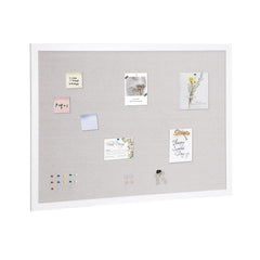 48"x36" White Cork Board with Linen Surface – Stylish Wall-Mounted Bulletin Board for Home, School, Office – Elegant & Functional Noticeboard