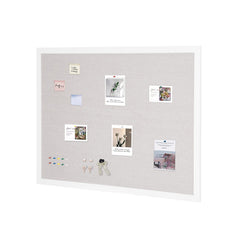 48"x36" White Cork Board with Linen Surface – Stylish Wall-Mounted Bulletin Board for Home, School, Office – Elegant & Functional Noticeboard