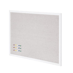 48"x36" White Cork Board with Linen Surface – Stylish Wall-Mounted Bulletin Board for Home, School, Office – Elegant & Functional Noticeboard