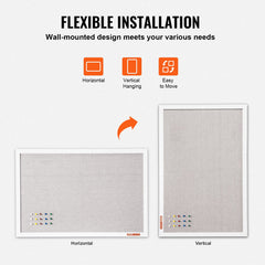48"x36" White Cork Board with Linen Surface – Stylish Wall-Mounted Bulletin Board for Home, School, Office – Elegant & Functional Noticeboard