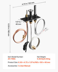 Gas Pilot Assembly, OE 69L17, 69L1701, 904405, J4117, 108084-02 Fireplace Gas Pilot Assembly Kit, Natural Gas Ignition Replacement, Compatible with Lennox, Superior, Astria Models, Black