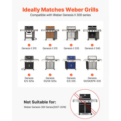 Flavorizer Bars, 44cm Grill Replacement Part, for Weber Genesis ll 310 315 335 340, E/S 325s, ES/SX 325s, E/S 335, EX/SX/EPX-335 Grills, Porcelain-enameled Steel Thicker Heat Plate, 5 Pack