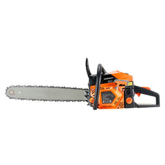 58 cc Gas Chainsaw, 508 mm Gas Powered Chainsaw, 2.0 kW Power Chain Saw with Non-Slip Handle, Gas-Powered Chainsaws with Dual Fuel Tanks, For Wood Cutting, Tree Trimming, and Land Clearing