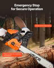 58 cc Gas Chainsaw, 508 mm Gas Powered Chainsaw, 2.0 kW Power Chain Saw with Non-Slip Handle, Gas-Powered Chainsaws with Dual Fuel Tanks, For Wood Cutting, Tree Trimming, and Land Clearing
