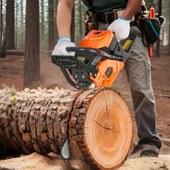 58 cc Gas Chainsaw, 508 mm Gas Powered Chainsaw, 2.0 kW Power Chain Saw with Non-Slip Handle, Gas-Powered Chainsaws with Dual Fuel Tanks, For Wood Cutting, Tree Trimming, and Land Clearing
