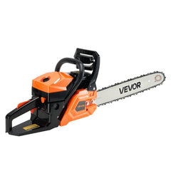 58 cc Gas Chainsaw, 508 mm Gas Powered Chainsaw, 2.0 kW Power Chain Saw with Non-Slip Handle, Gas-Powered Chainsaws with Dual Fuel Tanks, For Wood Cutting, Tree Trimming, and Land Clearing