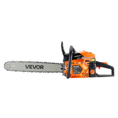 58 cc Gas Chainsaw, 508 mm Gas Powered Chainsaw, 2.0 kW Power Chain Saw with Non-Slip Handle, Gas-Powered Chainsaws with Dual Fuel Tanks, For Wood Cutting, Tree Trimming, and Land Clearing