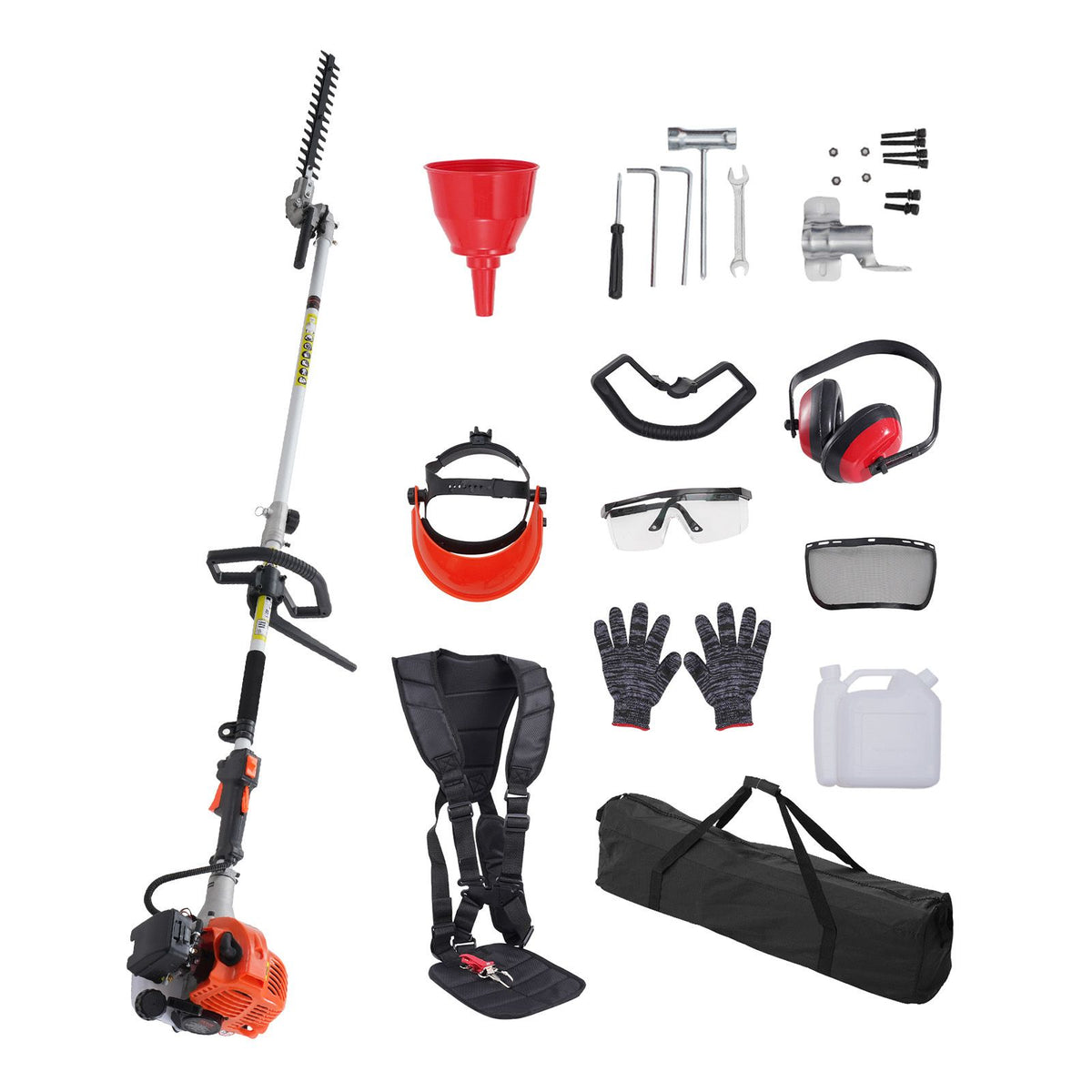 15.7-inch 26CC 2 Cycle Gas Hedge Trimmer, Gas Powered Pole Hedge Trimmer with Dual Sided Dual Action Blade, Adjustable Trimmer Head, Suitable for Trimming Shrubs, Bushes