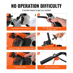 Tiller Cultivator Gas Powered, 31CC 4-Stroke Garden Cultivator, Tiller with 4 Steel Adjustable Front Tines for Lawn, Garden and Field Soil Cultivation