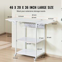 Heat Press Table 3Tier Movable Heat Press Stand Foldable with Wheels White