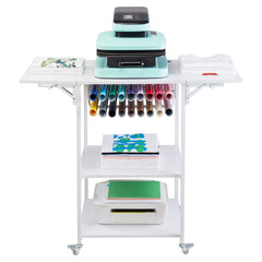 Heat Press Table 3Tier Movable Heat Press Stand Foldable with Wheels White