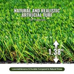 Artifical Grass, 3 x 5 ft Rug Green Turf, 1.38" Fake Door Mat Outdoor Patio Lawn Decoration, Easy to Clean with Drainage Holes, Perfect For Multi-Purpose Home Indoor Entryway Scraper Dog Mats