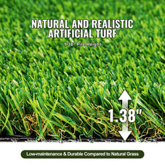Artifical Grass, 6 x 10 ft Rug Green Turf, 1.38"Fake Door Mat Outdoor Patio Lawn Decoration, Easy to Clean with Drainage Holes, Perfect For Multi-Purpose Home Indoor Entryway Scraper Dog Mats