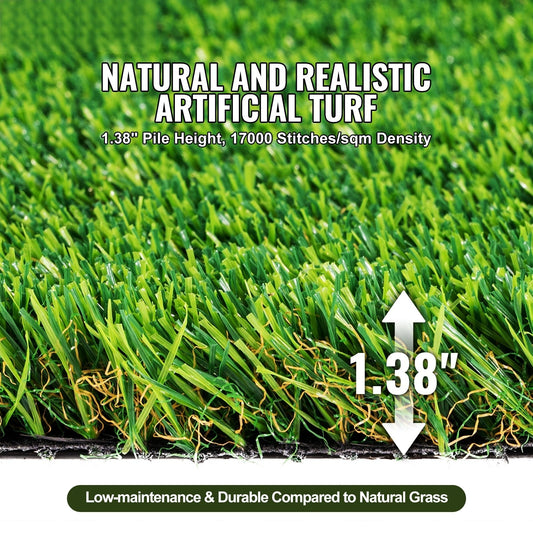 Artifical Grass, 6 x 10 ft Rug Green Turf, 1.38"Fake Door Mat Outdoor Patio Lawn Decoration, Easy to Clean with Drainage Holes, Perfect For Multi-Purpose Home Indoor Entryway Scraper Dog Mats