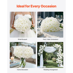 Artificial Flowers, 105 pcs Real Looking White Silk Fake Hydrangea Bulk, White Faux Bridal Shower with Stems for DIY Wedding Bouquets, Home Centerpieces Arrangements, Party Tables Decorations