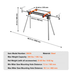 Miter Saw Stand 300lbs Load Capacity Steel Collapsible Stand for Miter Saw