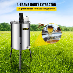 4 Frame Electric Honey Extractor Beekeeping 120 W Motor 2 Clear Lids