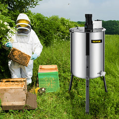 4 Frame Electric Honey Extractor Beekeeping 120 W Motor 2 Clear Lids
