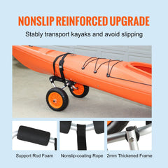 Foldable Kayak Cart Canoe Boat Carrier 250lbs Load with 10'' Solid Tires