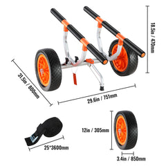 Adjustable Kayak Cart Canoe Boat Carrier 450lbs Load with 12'' Solid Tires