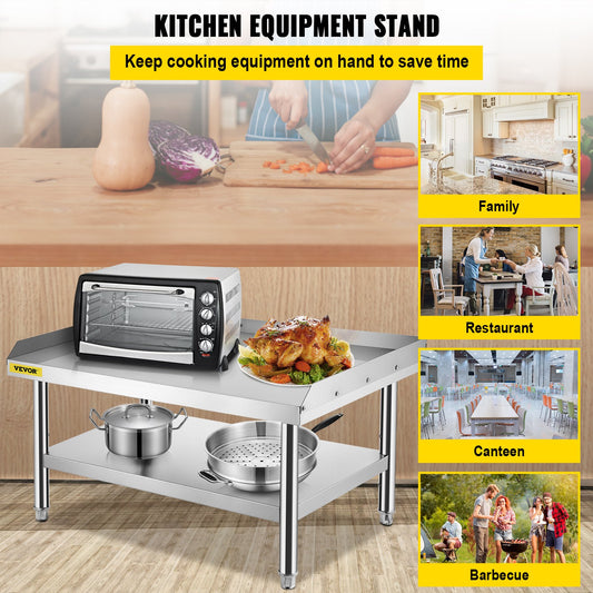 Stainless Steel Equipment Grill Stand, 152x76x61 cm Stainless Table, Grill Stand Table with Adjustable Storage Undershelf, Equipment Stand Grill Table for Hotel, Home, Restaurant Kitchen