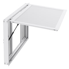 Concession Window 1346x838 mm, Aluminum Alloy Service Window for Food Truck, Up to 85 Degrees Stand Serving Window with 4 Sliding Windows, Awning Door, and Drag Hook, for Concession Trailers
