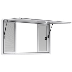 Concession Window 1524x915 mm, Aluminum Alloy Service Window for Food Truck, Up to 85 Degrees Stand Serving Window with 4 Sliding Windows, Awning Door, and Drag Hook, for Concession Trailers