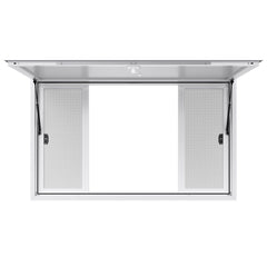 Concession Window 1524x915 mm, Aluminum Alloy Service Window for Food Truck, Up to 85 Degrees Stand Serving Window with 4 Sliding Windows, Awning Door, and Drag Hook, for Concession Trailers