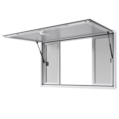 Concession Window 1524x915 mm, Aluminum Alloy Service Window for Food Truck, Up to 85 Degrees Stand Serving Window with 4 Sliding Windows, Awning Door, and Drag Hook, for Concession Trailers