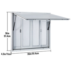 Concession Window, 91.4 x 91.4 cm Aluminum Alloy Food Truck Service Window with 4 Horizontal Sliding Screen Windows & Awning Door & Drag Hook, Serving Window for Food Trucks Concession Trailers