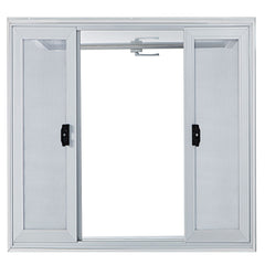 Concession Window, 91.4 x 91.4 cm Aluminum Alloy Food Truck Service Window with 4 Horizontal Sliding Screen Windows & Awning Door & Drag Hook, Serving Window for Food Trucks Concession Trailers