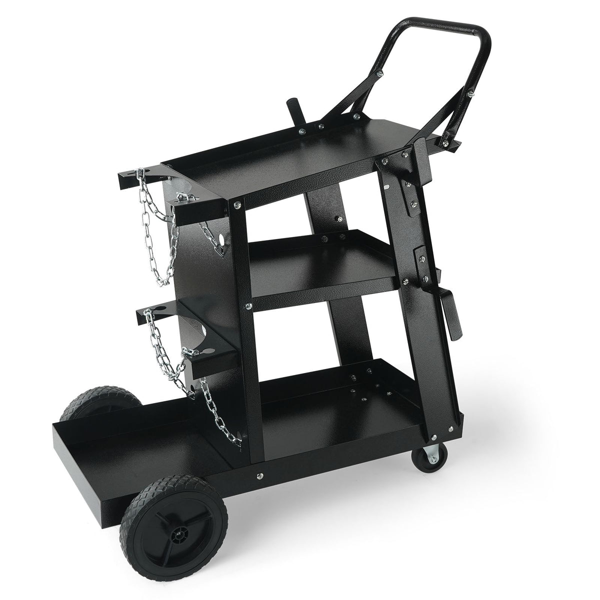 Welding Cart, 3-Tier Welder Cart Heavy Duty with 400 Lbs Weight Capacity, 360° Swivel Wheels, Tank Storage Safety Chains, Rolling MIG Welder Cart for TIG, ARC, MMA, Plasma Cutter Welding Machine